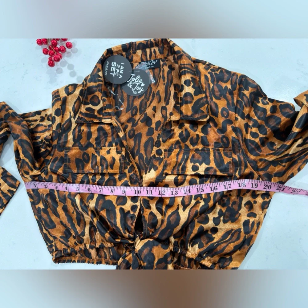 Leopard Print Tie-Front Blouse